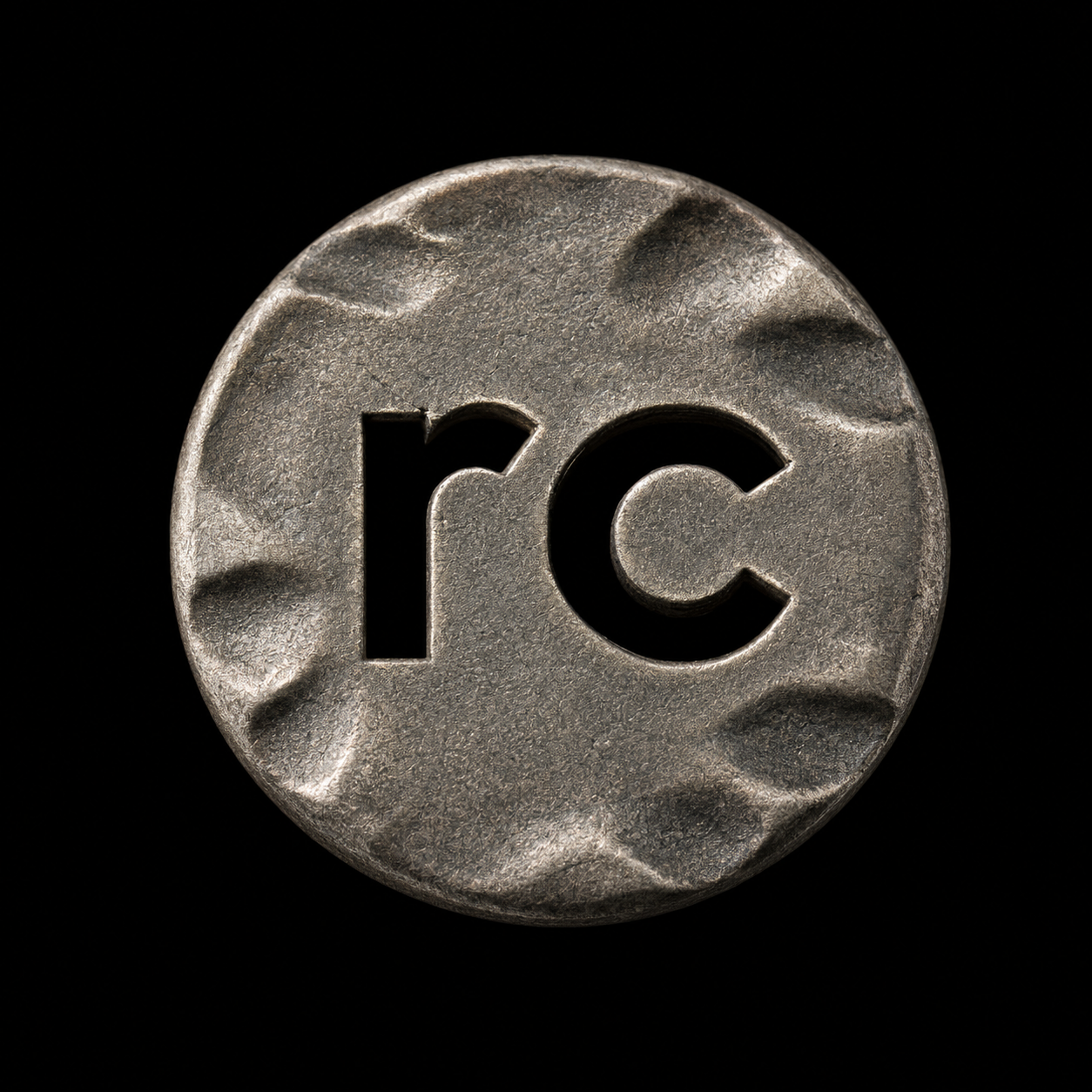 Round hammered silver-tone FIND object study